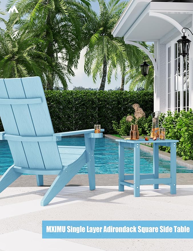 MXIMU Outdoor Side Table for Patio: 16" HIPS Weatherproof Adirondack Table Set of 2 - Small End Tables for Outside - Photo 7