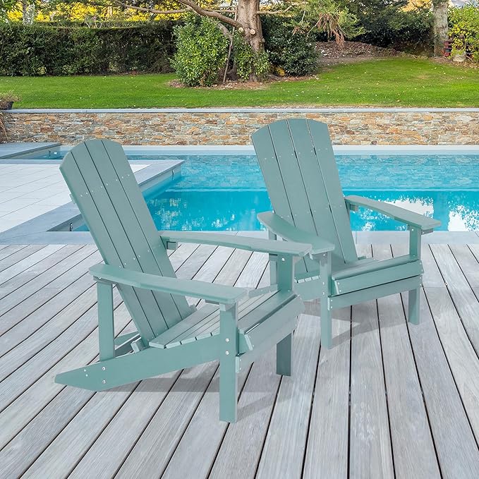 Adirondack Chairs, Plastic Adirondack Chairs Set of 2, All-Weather Resistant, Widely Used in Outdoor, Fire Pit, Deck, Outside, Garden