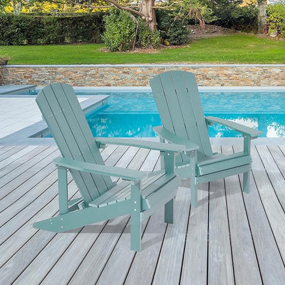 Adirondack Chairs, Plastic Adirondack Chairs Set of 2, All-Weather Resistant, Widely Used in Outdoor, Fire Pit, Deck, Outside, Garden