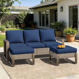 Wicker Patio 75" Sofa Set with Two Ottomans - Photo 9
