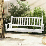 Tangkula 3 Person Wooden Porch Swing, Hanging Patio Swing with 2 Adjustable Galvanized Metal Chains, Slatted Back & Seat - Photo 8
