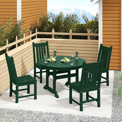 Costaelm Armless Outdoor Chair, Patio Adirondack Chair, HDPE Poly Lumber Waterproof Restaurant Bistro Kitchen Dining Chair for Outside Porch Backyard Garden, Dark Green