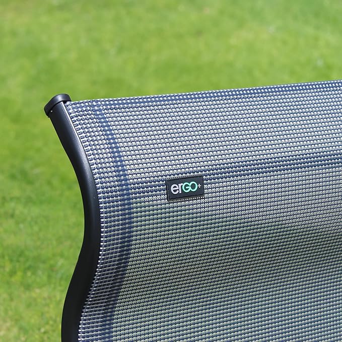 Caravan Sports Ergo+ - Adjustable Outdoor Patio Camping Lounge with Footrest & Headrest, Steel Frame Weather-Resistant Fabric – Folding Outdoor Chair