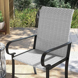 Outsunny Set of 4 Outdoor Wicker Dining Chairs, All-Weather Rattan Armchairs with Armrests, Steel Frame - Photo 8