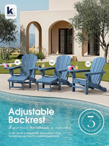 KINGYES Adjustable Folding Adirondack Chair with Footrest & 4-in-1 Multi-Functional Armrest Organizer - Photo 7