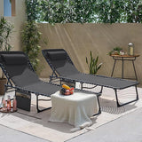Flamaker Foldable Chaise Lounge Chair 5-Position Adjustable, Tanning Chair with Side Pocket, Outdoor Sunbathing for Pool - Photo 4
