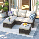3 Pieces Patio sectional Sofa Set, Outdoor Conversation Furniture Set, 78" 3-Seat Couch with 2 Ottomans - Photo 1