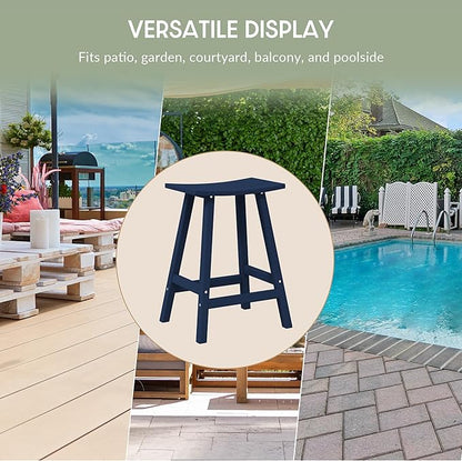 WestinTrends Malibu 24 Inch Outdoor Bar Stools, All Weather Resistant Poly Lumber Adirondack Counter Height Stools, Navy Blue