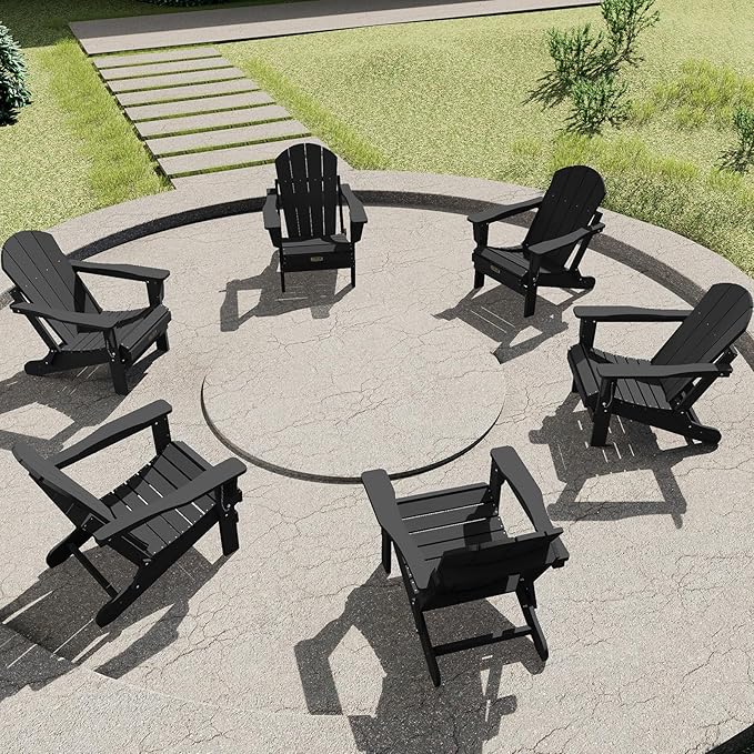 SERWALL Folding Adirondack Chairs Patio Chairs Lawn Chair Set of 8 Outdoor Adirondack Chair Weather Resistant for Patio - Photo 9
