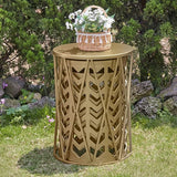 Y&M Set of 3 Gold End Tables, Nesting Metal Round Coffee Table, Heavy Duty Metal Plant Stand Garden Stool - Photo 5