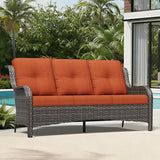 Joyside Outdoor Patio Couch, 3 Seater Outdoor Wicker Sofa with High Back, Deep Seating, Wide Armrest, Thickened Cushions - Photo 1