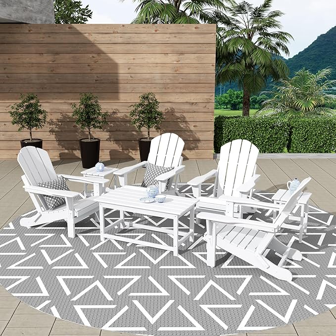 WestinTrends Malibu 3-Piece Set Outdoor Coffee and Side Table for Adirondack Chair, White