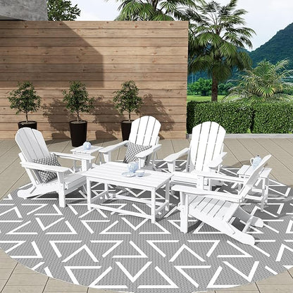 WestinTrends Malibu 3-Piece Set Outdoor Coffee and Side Table for Adirondack Chair, White
