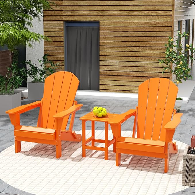 Costaelm 3 piece Patio Set, Outdoor Modern Adirondack Table and Chairs - Photo 2