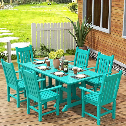 WestinTrends Malibu Classic Outdoor Dining Adirondack Chairs with Arms, All Weather Poly Lumber for Patio Restaurant Bistro Chairs Support 350 LBS, Arched Backrest and Curved Seat, Turquoise
