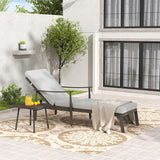 Outdoor Lounge Chair with Armrest, Patio Aluminum Chaise Lounge Set of 2, Adjustable Backrest with Rope Design - Photo 1