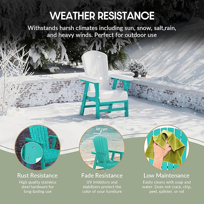 WestinTrends Dylan Outdoor Patio Shell-Back Adirondack Dining Chair Weather Resistant Turquoise