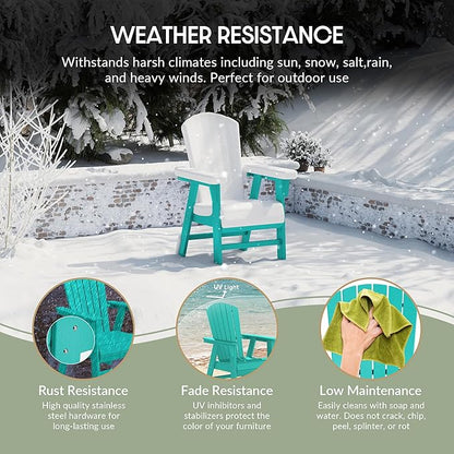 WestinTrends Dylan Outdoor Patio Shell-Back Adirondack Dining Chair Weather Resistant Turquoise