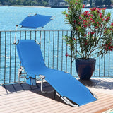 Goplus Tanning Chair, Foldable Beach Lounge Chair with 360°Canopy Sun Shade, Side Pocket - Photo 2