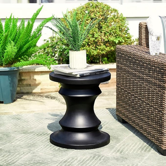 Giltzhome Antique Decorative Garden Stool Set of 2, 18.25" H Heavy Duty Chess Pedestal Accent Table, Side Table, Plant Stand for Garden Patio Lawn Home Indoor Outdoor, Black