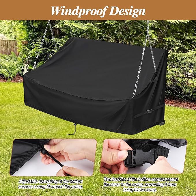 Kasla Porch Swing Seat Cover, Waterproof Swing Covers for Outdoor Patio Swings & Garden Hammock Glider & Hanging Swing - Photo 8