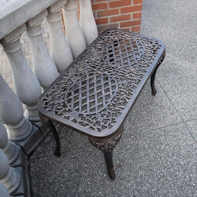 Oakland Living Mississippi Cast Aluminum Cocktail Table, 35-Inch by 18-Inch, Antique Bronze