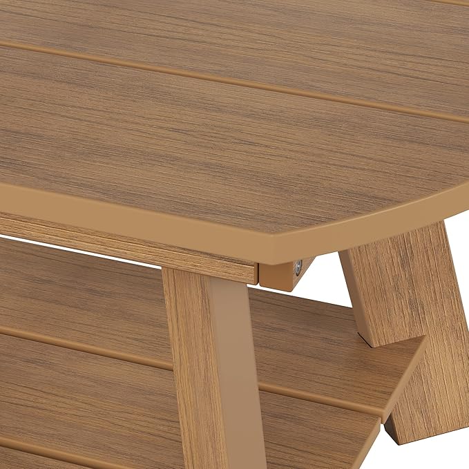 WestinTrends Tuscany Outdoor Coffee Table, All Weather HIPS 2 Tier Patio Adirondack Coffee Table, Teak