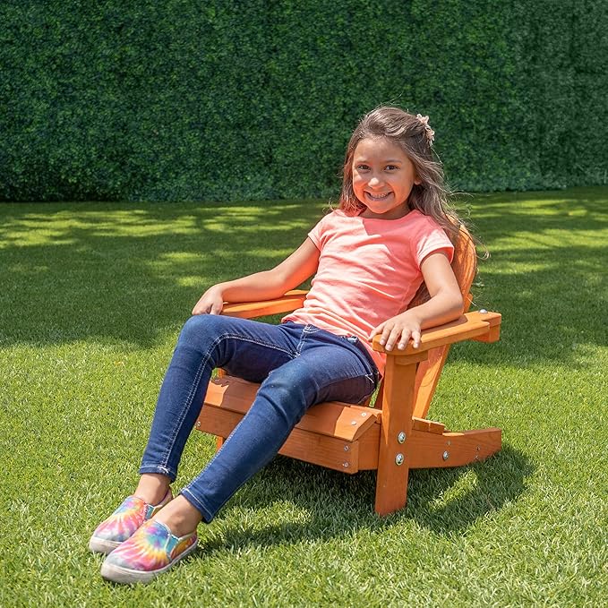 Sportspower Kid's Outdoor Wooden Adirondack Chair, Brown