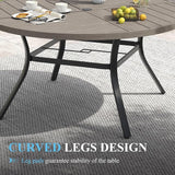 VICLLAX 53" Round Patio Table with Umbrella Hole, All Weather Metal Outdoor Dining Table for 6-8 - Photo 5