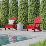Flash Furniture Newport Adirondack Chairs with Cup Holders, Weather Resistant Poly Resin Adirondack Chairs, Set of 4 - Photo 7