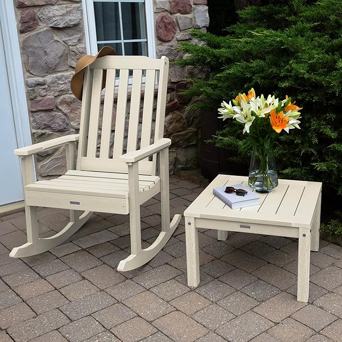 highwood AD-KITRKCH1-WAE Lehigh 2 Rocking Chairs with Adirondack Side Table, Whitewash