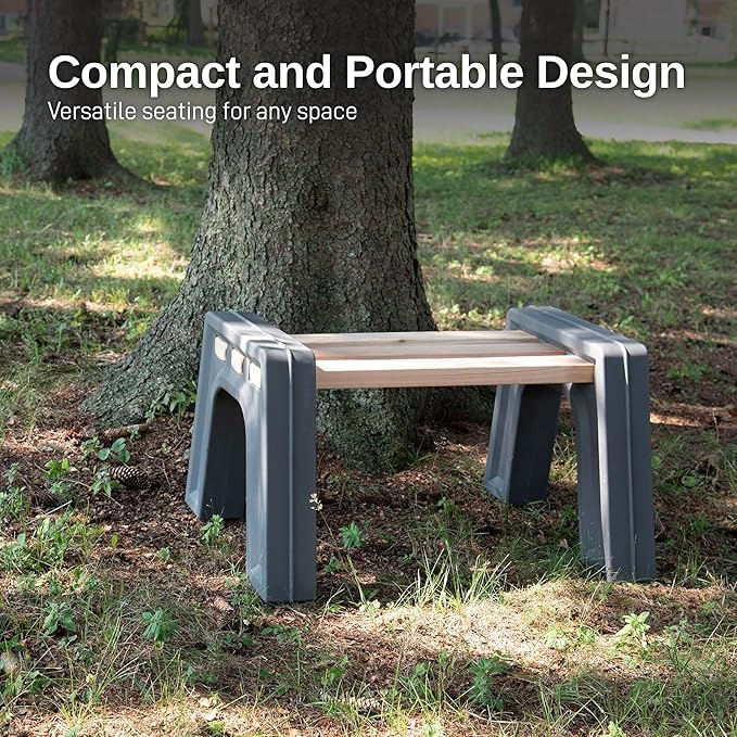 RTS Home Accents Custom Length Lightweight Indoor or Outdoor Backless Bench Ends, (Wood & Screws Sold Separately), Graphite