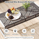 HAPPYGRILL Patio Rattan Loveseat Bench Ottoman, 43 Inch Outdoor Seat with Metal Legs & Seat Cushion - Photo 6