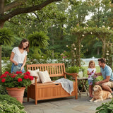 Tangkula Outdoor Wood Storage Bench Deck Box - Photo 2