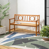JONATHAN Y BNH104A Apollo 51.2" 3-Seat Circle-Back 600-Lbs Support Acacia Wood Outdoor Garden Patio Bench for Garden - Photo 2