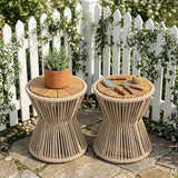 Merax 2 Pieces Round Outdoor Side Table Set - Photo 1