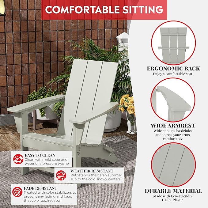 Costaelm Folding Adirondack Chairs, Outdoor Patio Adjustable Lawn Chairs - Photo 4