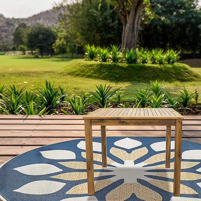 Sunnydaze 33.75" W Outdoor Dining Table for 4 - Rodanthe Acacia Wood Outdoor Table for Patio - Square - Natural Oil - Photo 6