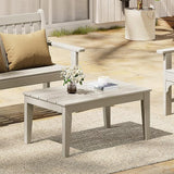 WestinTrends Malibu Low Outdoor HDPE Patio Rectangle Coffee Table, Sand - Photo 4
