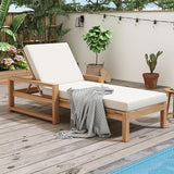 Outdoor Lounge Chairs, 6-Position Patio Chaise Lounge with Cushion & Adjustable Backrest for Backyard, Deck - Photo 1