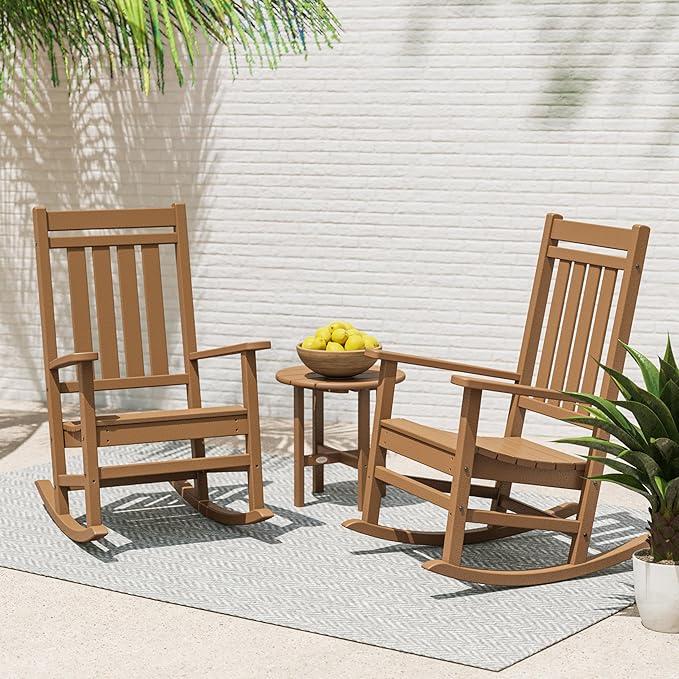 POLYWOOD Estate 3-Piece Rocking Chair Set, Outdoor Patio Furniture, Front Porch Rockers with Side Table, HDPE - Photo 3