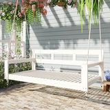 Merax Patio Wooden Twin Size Porch Swing Daybed Frame, Farmhouse Swing Bench Chair with 4 Hanging Ropes for Backyard - Photo 1