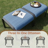 HOMREST Metal Outdoor Ottoman, 2-Piece Aluminum Footstool w/Removable Cushion - Photo 6