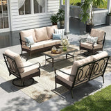 Sophia & William Metal Patio Furniture Set, 7 Seats Outdoor Conversation Set with 3-Seater Sofa, 2 Swivel Chairs - Photo 1
