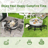 Metal Outdoor Curved Fire Pit Bench Set of 4, Fire Pit Seating Waterproof, Steel Backless Outside Tree Bench for Garden - Photo 6