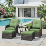 5 Piece Outdoor Wicker Patio Furniture Set, Patio Chairs Set with Thickened Olefin Cushions, High Back and Deep Seating - Photo 1
