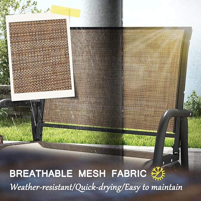 Outsunny Porch Glider Set of 2, Metal Frame Swing Glider Chair with Breathable Mesh Fabric - Photo 5