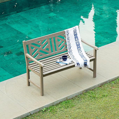 Cambridge Casual Teak Maine 4-Foot Outdoor Garden Bench, Solid Teak Wood in Weathered Gray Finish, Weather-Resistant Patio Furniture for Porch, Lawn, Backyard, Deck, Balcony, or Outdoor Seating Area