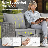 ovios Patio Furniture Set, 6 Pieces Outdoor Wicker Sofa Couch with Swivel Rocking Chairs Ottomans Comfy Cushions Rattan - Photo 6