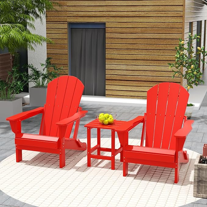Costaelm 3 piece Patio Set, Outdoor Modern Adirondack Table and Chairs - Photo 2